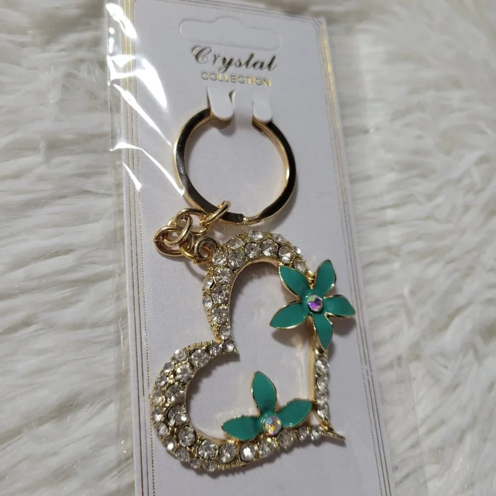Crystal Collection Floral Heart Keychain